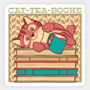 Cat Tea Books Sticker